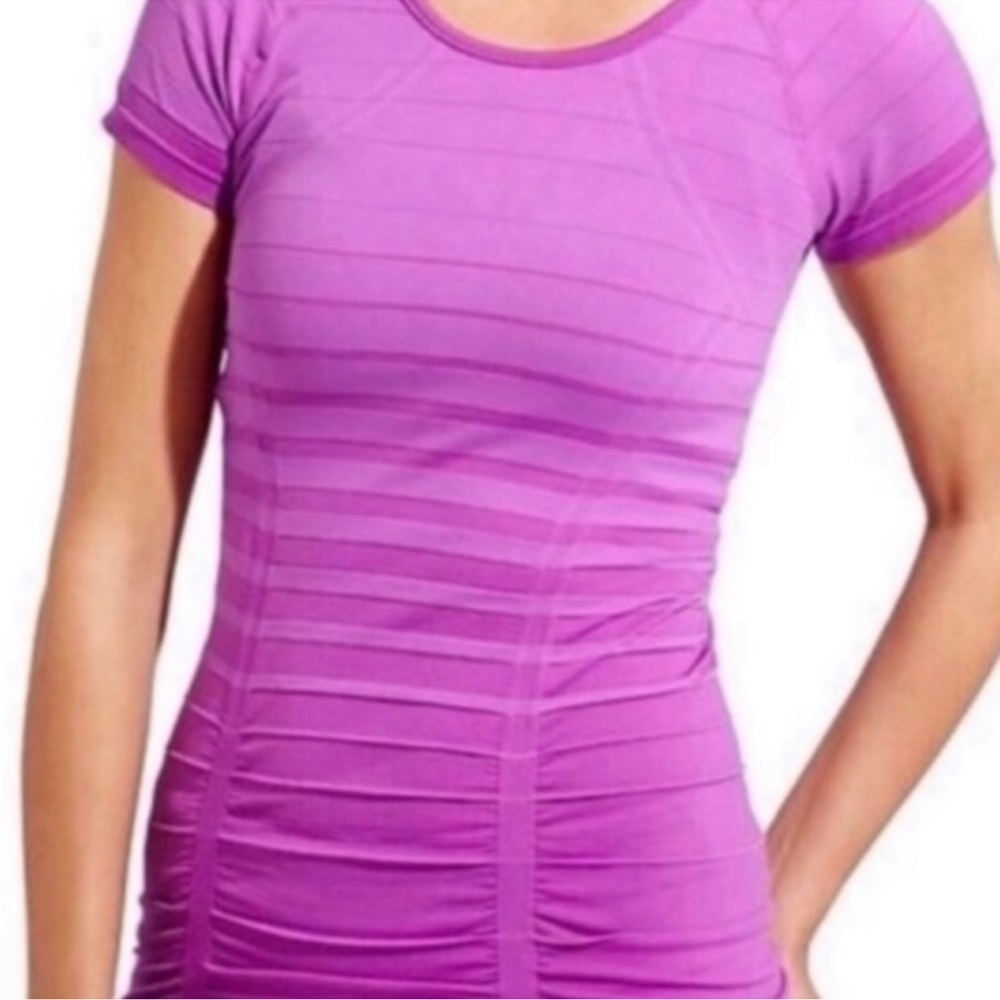 Athleta Striped Purple Fastest Track Tee S